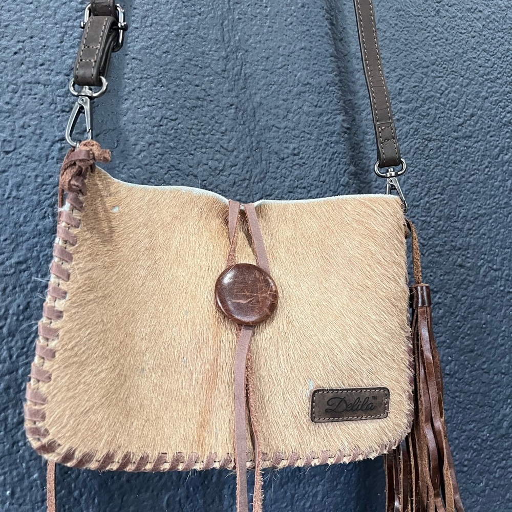 Delila Montana West 100% Leather Cowhide HairOn crossbody purse